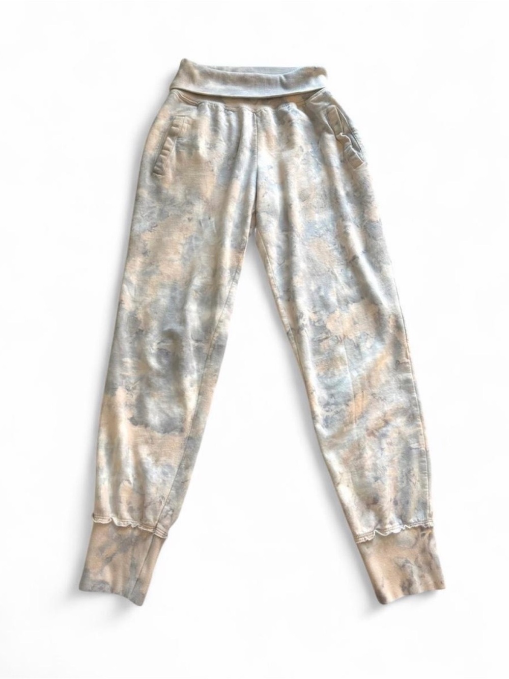 Young Fabulous and Broke Tie-Dye Joggers in Light Blue & Cream size S
